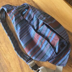 Kavu Men's Rope SLING bag - Blue and Brown Stripes, like New